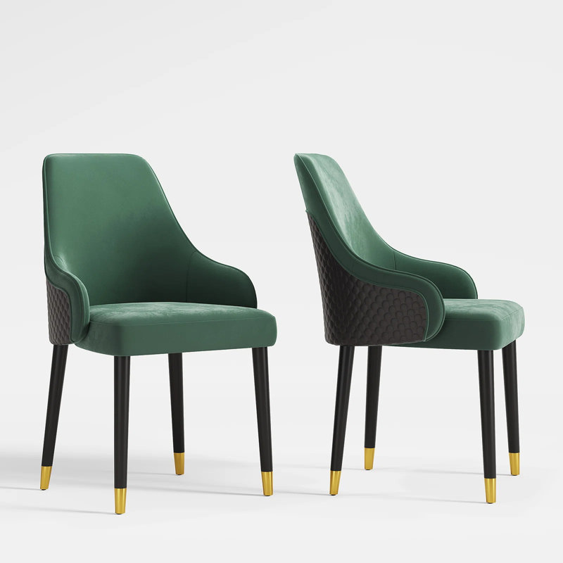 Ensemble de 2 chaises de salle à manger rembourrées en velours Sandnes