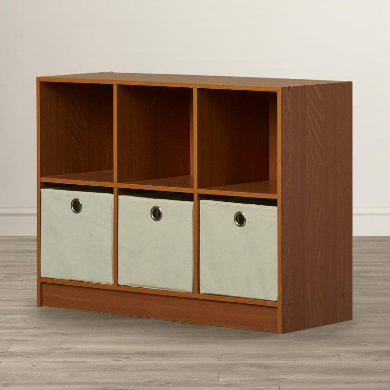 Bibliothèque à cubes H 23,7 "x l 31,6", Cerisier / Ivoire