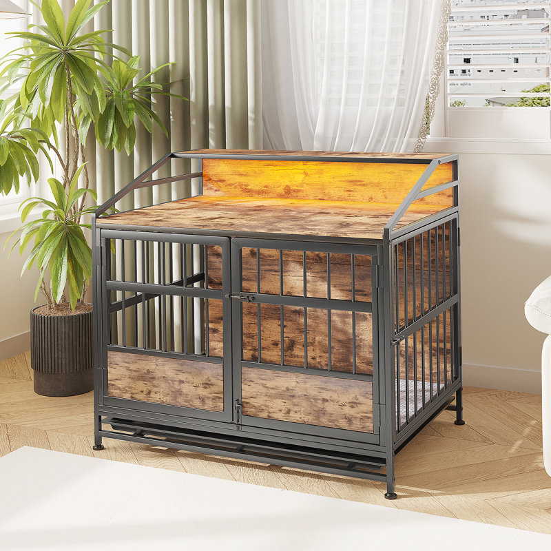 Caisse pour chien polyvalente en bois avec rangement et plusieurs fonctionnalités avancées pour les animaux de compagnie