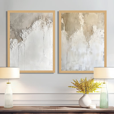 Soft Beige Plaster Paint Layers I - Abstract Minimalism 2 Piece Canvas Prints