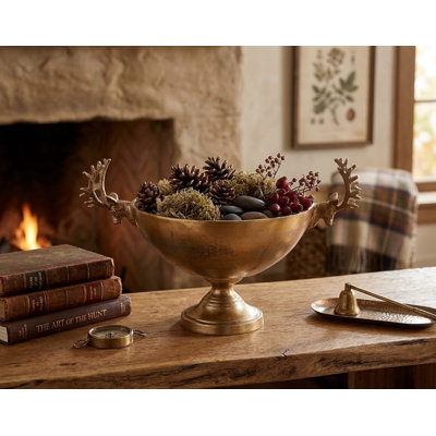 Gilded Stag Handle Centerpiece Bowl
