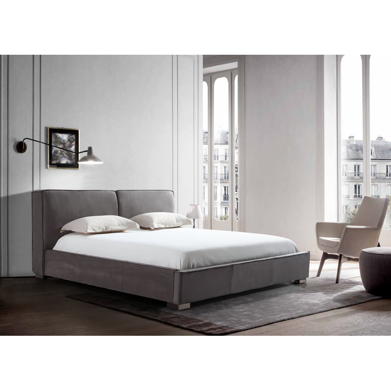 Bakar Upholstered Platform Bed, King, Gray