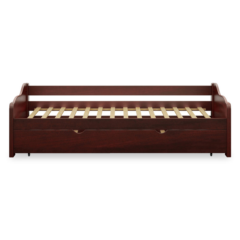 Sunset Solid Wood Daybed with Trundle Bed, Dark cherry