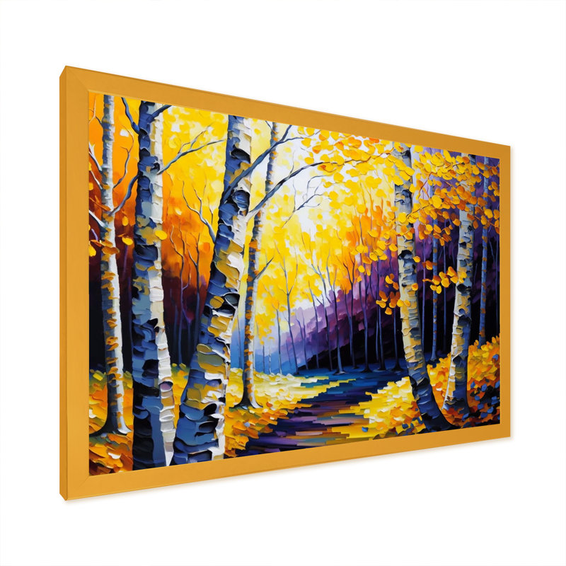 Golden Birch Woods II - reproduction sur toile, H 16 po x l 32 po x P 1 po, Encadrement doré