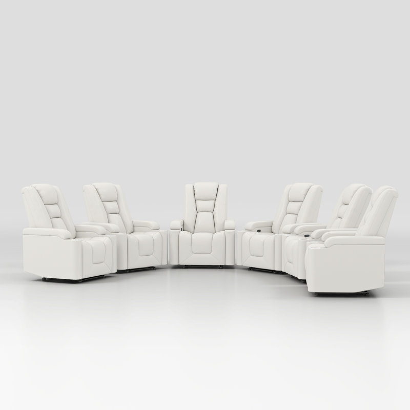  Fauteuil inclinable électrique de luxe en cuir végétalien de 35,3 po de largeur avec porte-gobelets et port de charge USB (ensemble de 6)