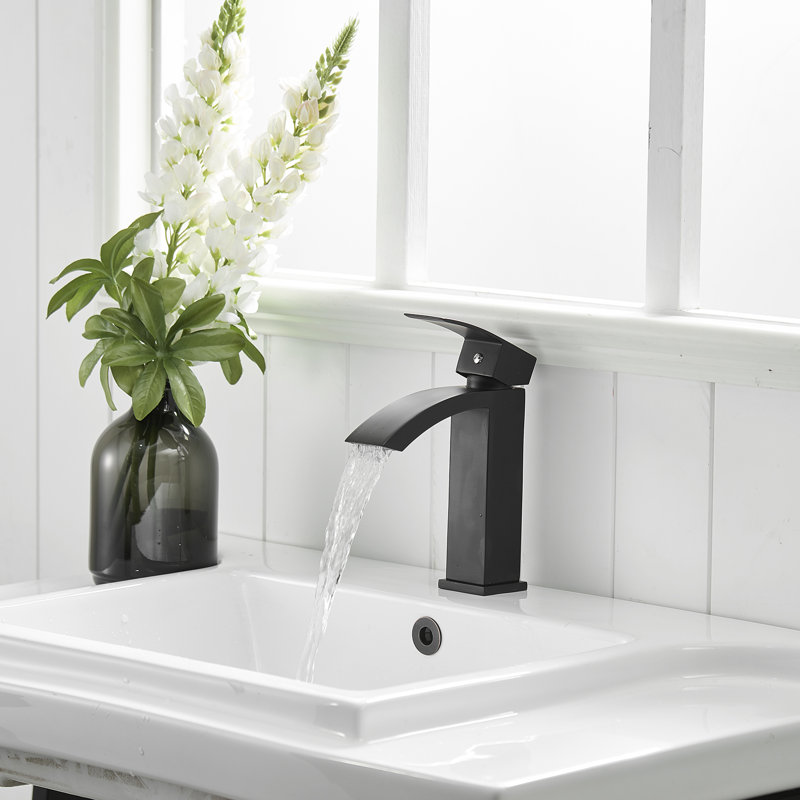 Topcraft Single Handle Modern Bathroom Faucet, Matte Black