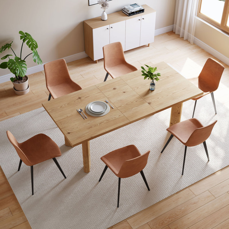 Table de salle à manger extensible pour 6 à 8 personnes, table de cuisine moderne en bois, table rectangulaire pour salle à manger et salon