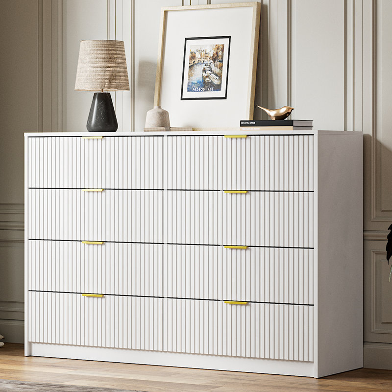 8-Drawer Double Dresser, 55" W, White