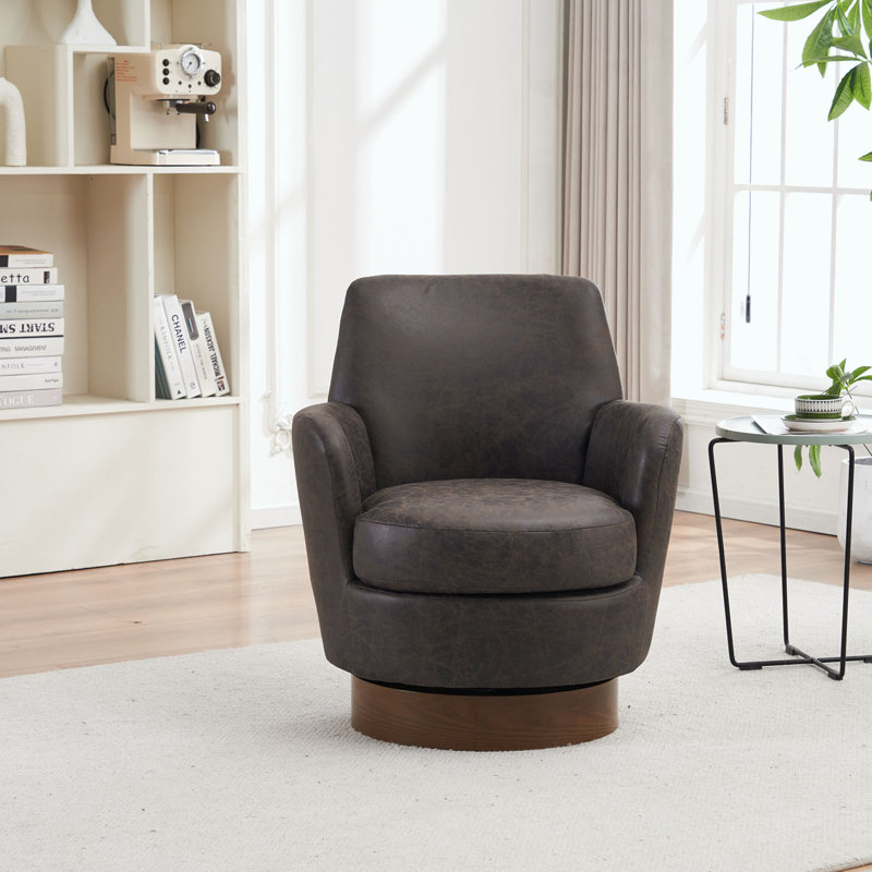 Fauteuil demi-tonneau pivotant, Polyester brun
