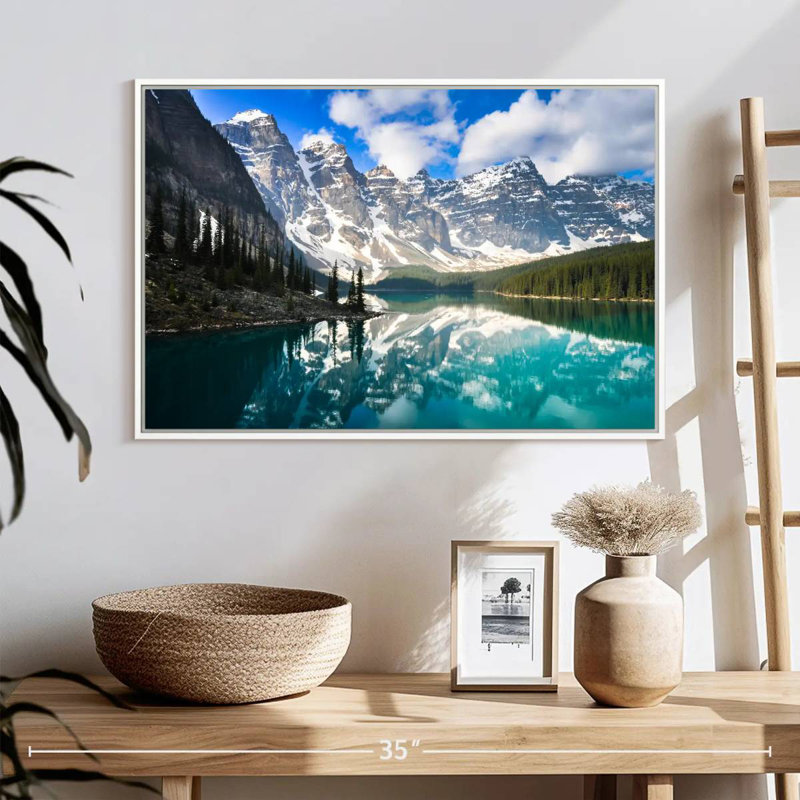 Mountain Reflection, Floating Frame White, 25" X 17"