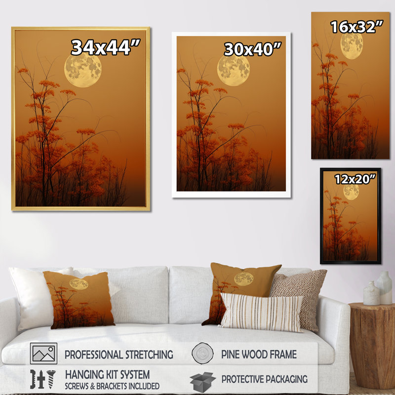 " Moon Honey Harvest Dreamscape ", Gold Single Picture Framed, 40" H x 30" W x 1.5" D