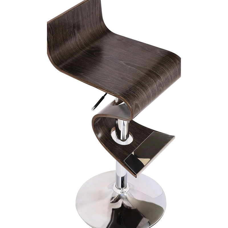 Tabouret de bar Eucalyptus à hauteur réglable, fonction pivotante, mécanisme de comptoir en bois gris
