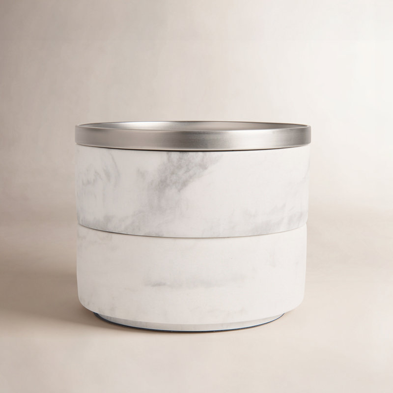 Tesora Glass Jewelry Box +, White/Nickel