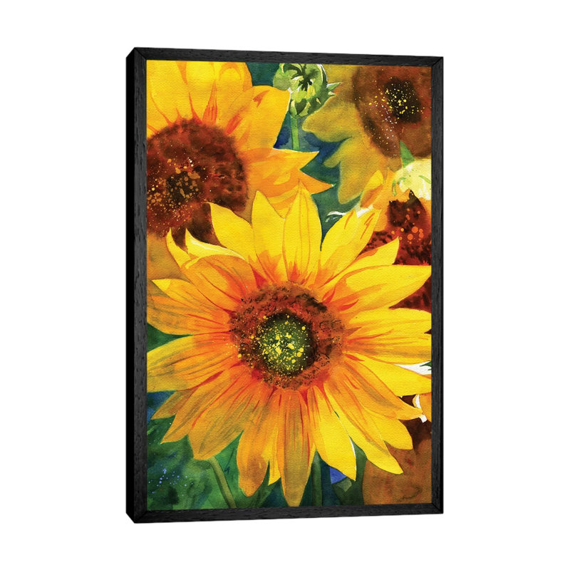 Sunflowers by Rachel Parker - Painting on Canvas, Black Framed, 101.6cm H x 66.04cm W x 3.81cm D