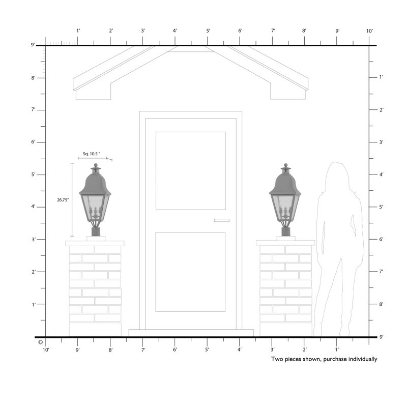 Tête de lanterne à 1 lumière Arnfred, H 26,75 po x l 10,5 po x P 10,5 po, Bronze