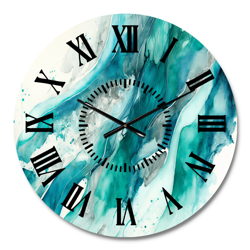 Horloge murale Turquoise Waves In Paradise I, Médium