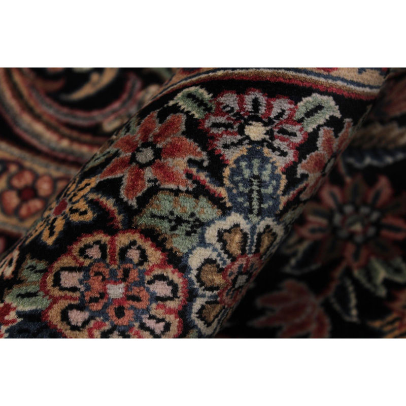 Tapis oriental en laine rose ovale fabriqué à la main et noué à la main de 8 pi 1 po x 8 pi 3 po Bellwood