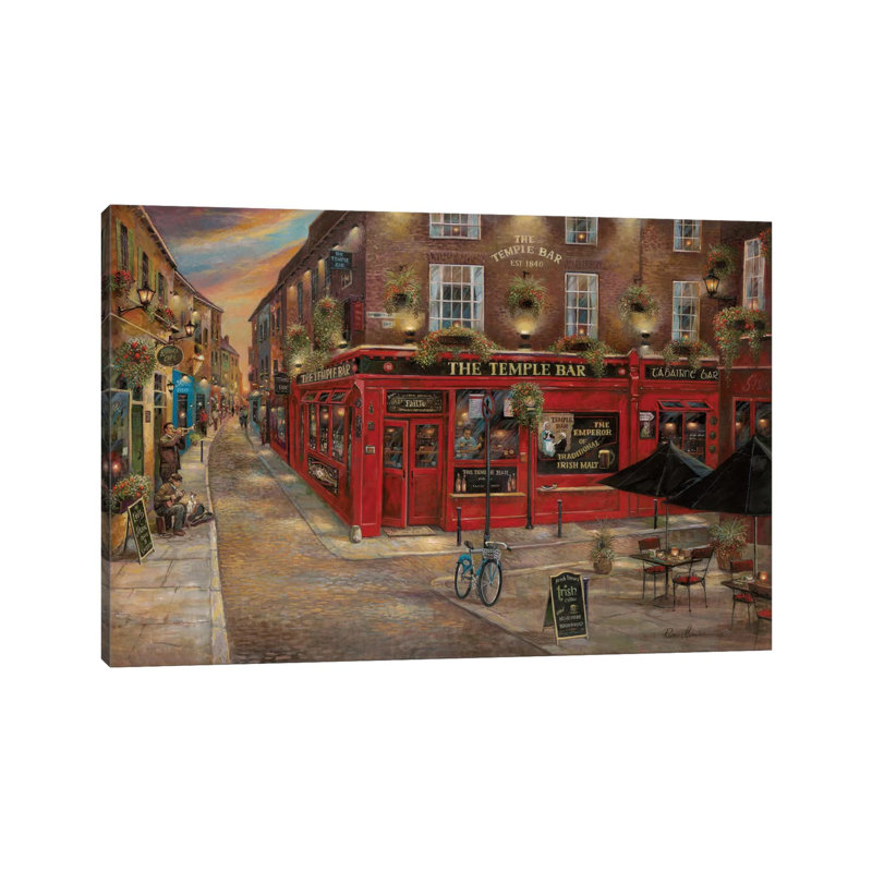 The Temple Bar by Ruane Manning - Painting on Canvas, 30.48 cm H x 45.72 cm W