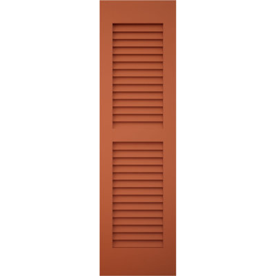 Volets extérieurs Americraft à deux persiennes égales en bois véritable (par paire), 15 po L x 82 po H, avec capuchons de volets en aluminium, feuilles colorées