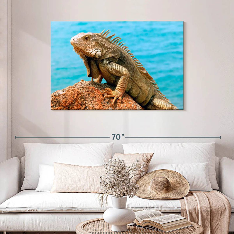 Iguane au bord de la mer, H 30 po x l 45 po