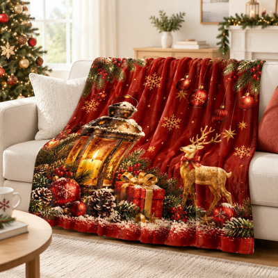 Plaid de Noël, couverture festive et douillette en peluche pour canapé, chambre, salon, décoration intérieure, décoration des fêtes d'hiver