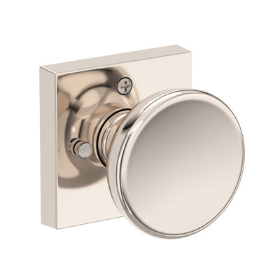 Solvang Privacy Knob with Contemporary Square Rose in Lifetime (PVD) Polished Nickel
