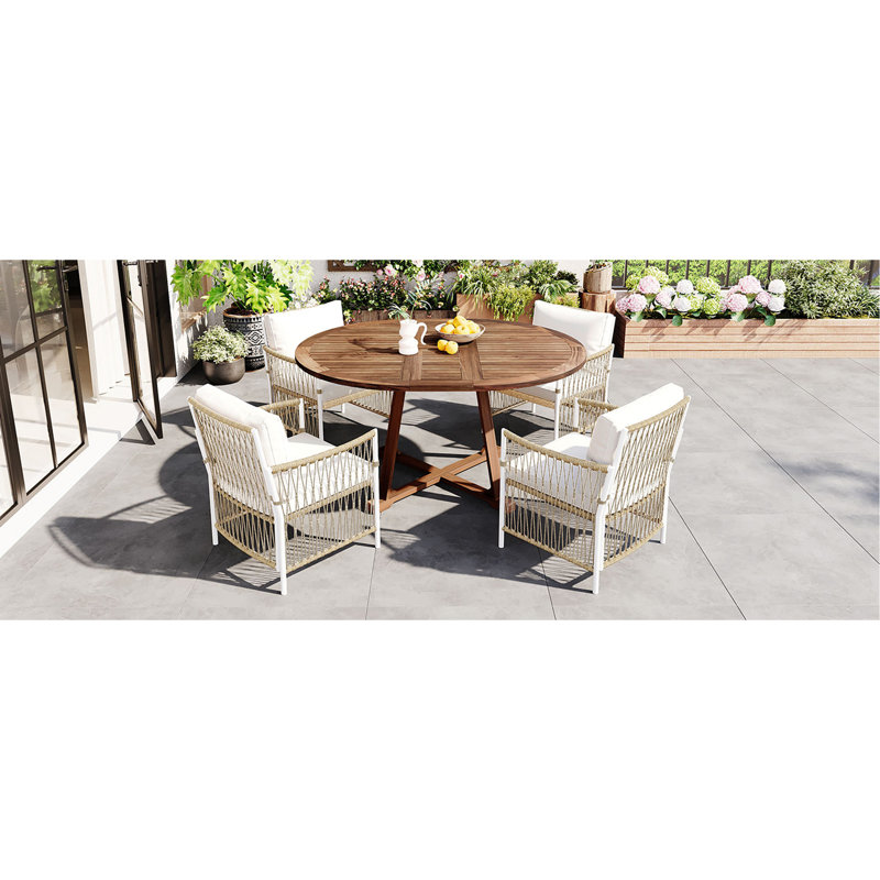 Ensemble de table de salle à manger extensible en bois 5 pièces Modern