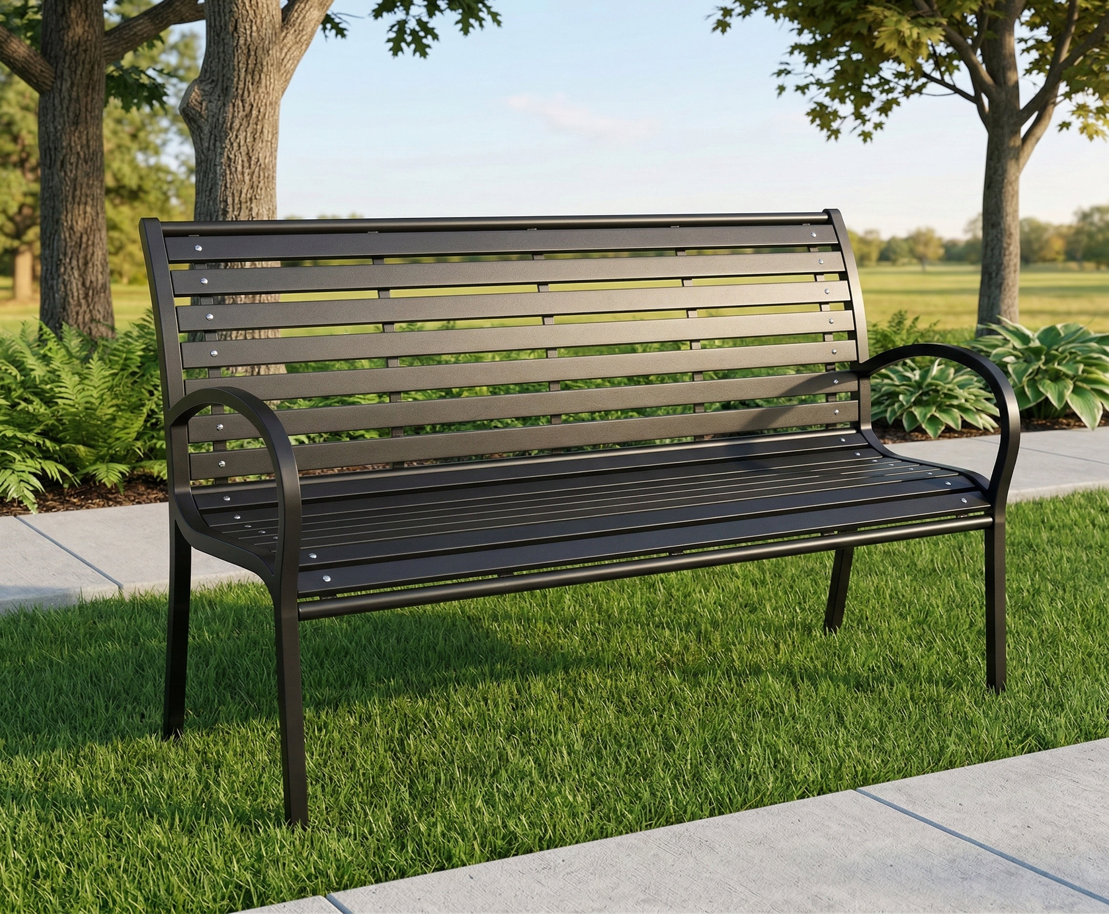 Latitude Run® Patio Bench Measuring 45.7 Inches, Constructed from Black ...