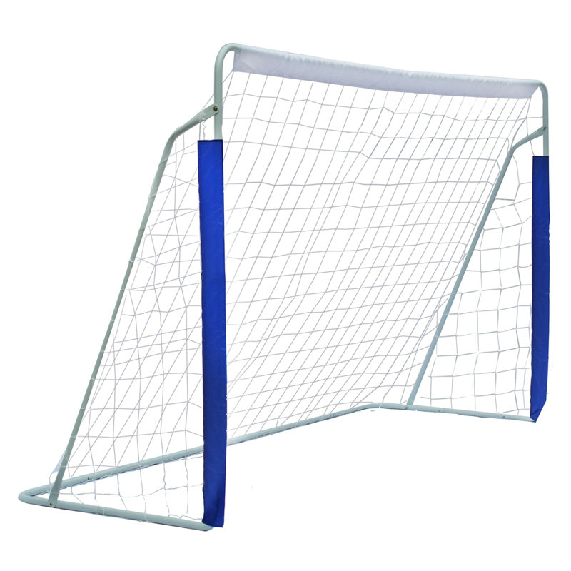 But de soccer 8 x 5 pi avec sac de transport Roomfitters, structure en acier pour les jeux d'entraînement dans la cour, facile à ranger et à transporter, blanc