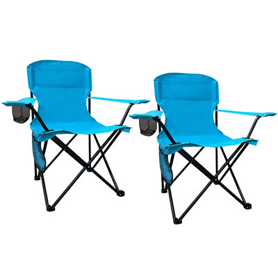 Bestier Camping Chair Folding Portable Outdoor Lounge Chair with Cup Holder & Side Pocket 2 Sets by Arlmont & Co.