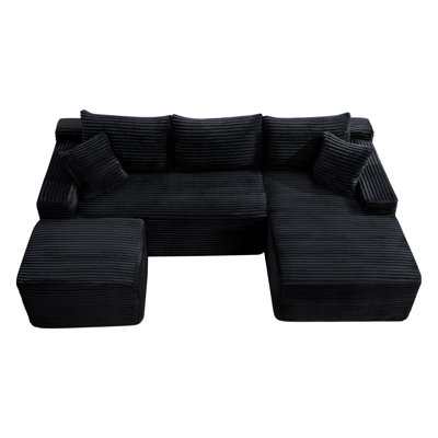106-3/10" U-Shaped Cloud Sectional Sofa, Modular Deep-Seat Sleeper Couch, No Assembly Required for Living Room & Bedroom