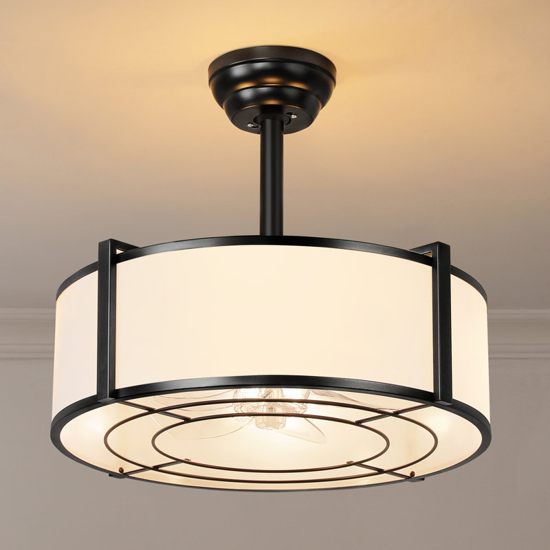 Ventilateur de plafond moderne 19 po avec lumière, Noir