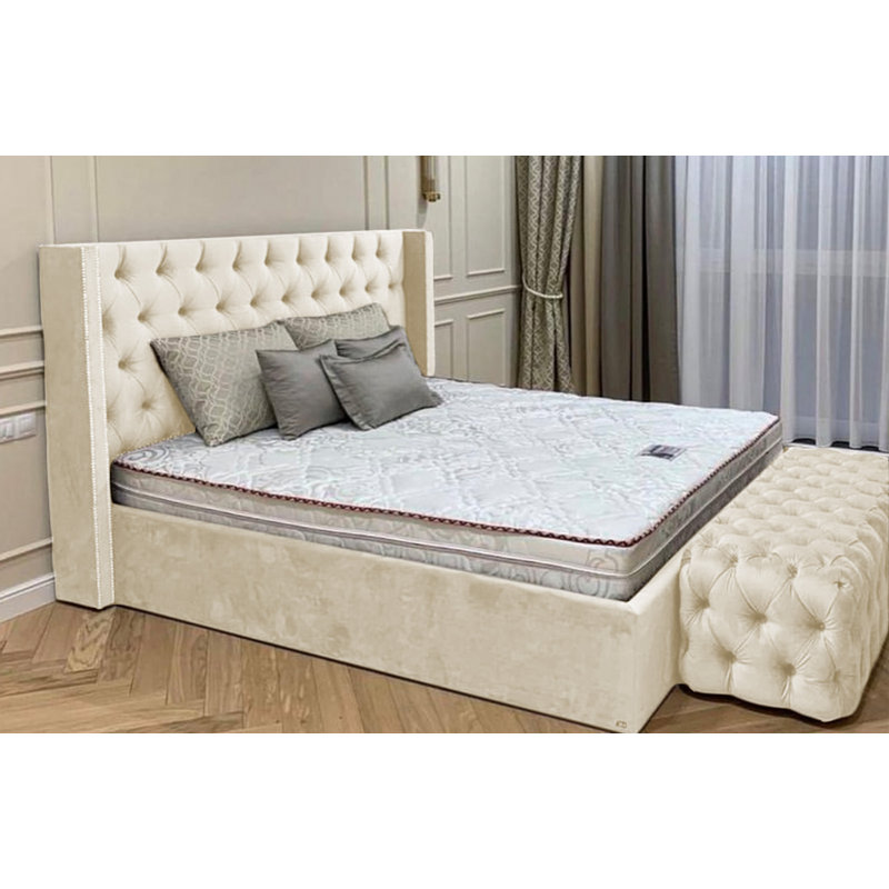 Upholstered Ottoman Storage Bed, White, Double (4'6)