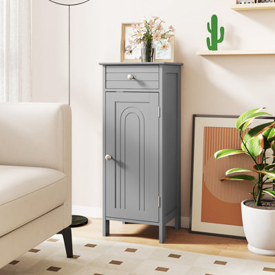 14" W x 34.5" H x 12" D Linen Cabinet, Bathroom Storage Cabinet with Two Adjust Shelve