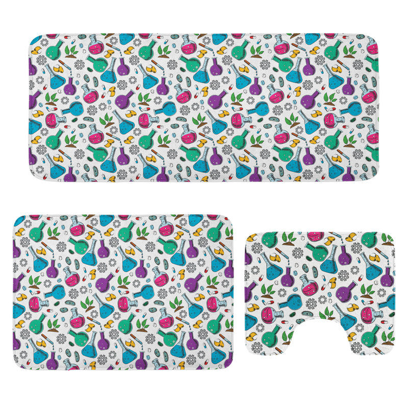  Multicolore ensemble de 3 tapis de salle de bain Science