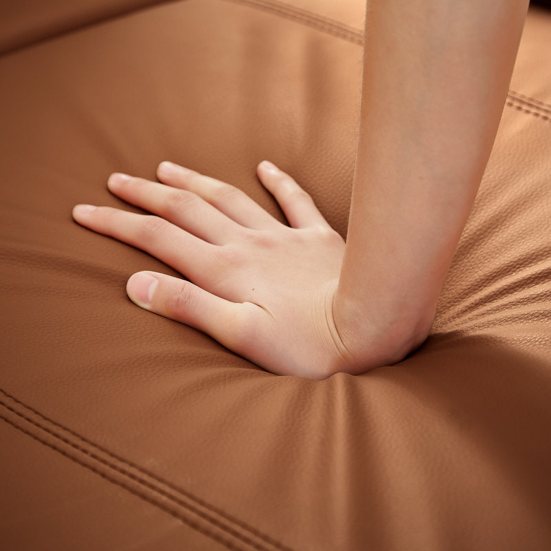 Kofel Vegan Leather Chaise Lounge with Wireless Charging and Cup Holder, Brown
