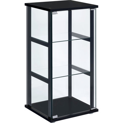 Armoire de rangement à 3 tablettes en verre noir avec un verre transparent, qui s'harmonise avec divers styles de meubles dans votre maison, porte de présentation de 33,5 pouces de hauteur, meubles de salon,