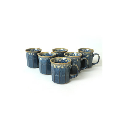 Collazo Premium 6-Piece Ceramic Mug Set, Blue, 3.5 x 3.5 x 4.3 inches | 100% Antibacterial, Eco-Friendly, Easy to Clean | Dishwasher Safe up to 122°F, Non-Water Absorbing | Perfect for Coffee, Tea, and Hot Beverages