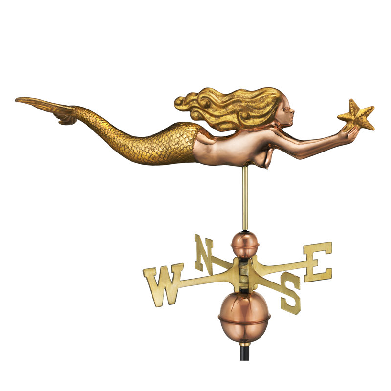 Sirène avec girouette étoile de mer, Feuille d'or