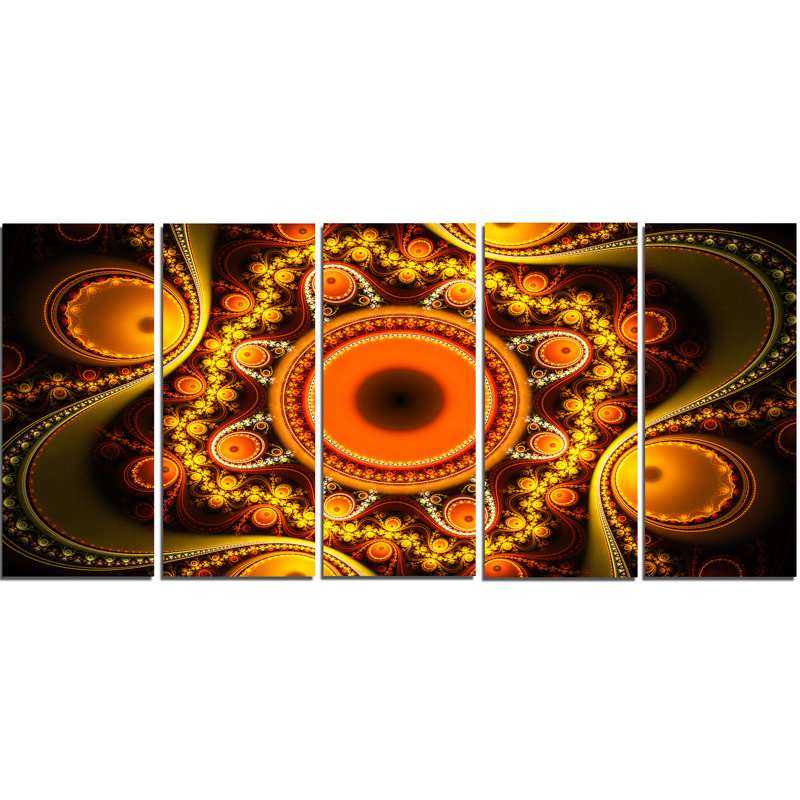 " Golden Fractal Pattern With Circles " 5 - Pieces
