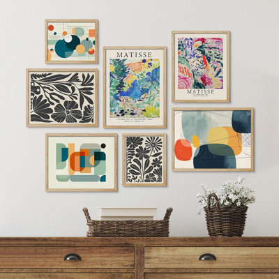Matisse Geometric Mid-Century Multicolor Shapes Abstract for Living Room, Bedroom, Office