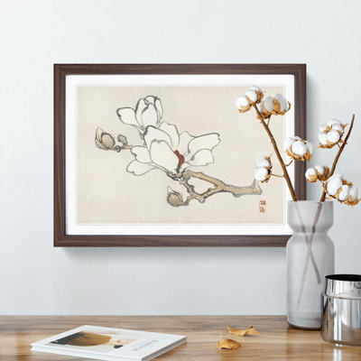 White Magnolia by Kono Bairei - Framed Print