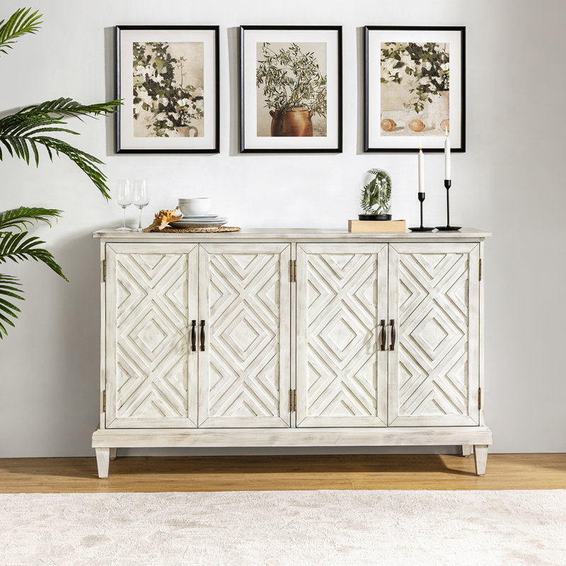 Buffet Phelan Traditional l 60 po avec tablettes réglables, Blanc