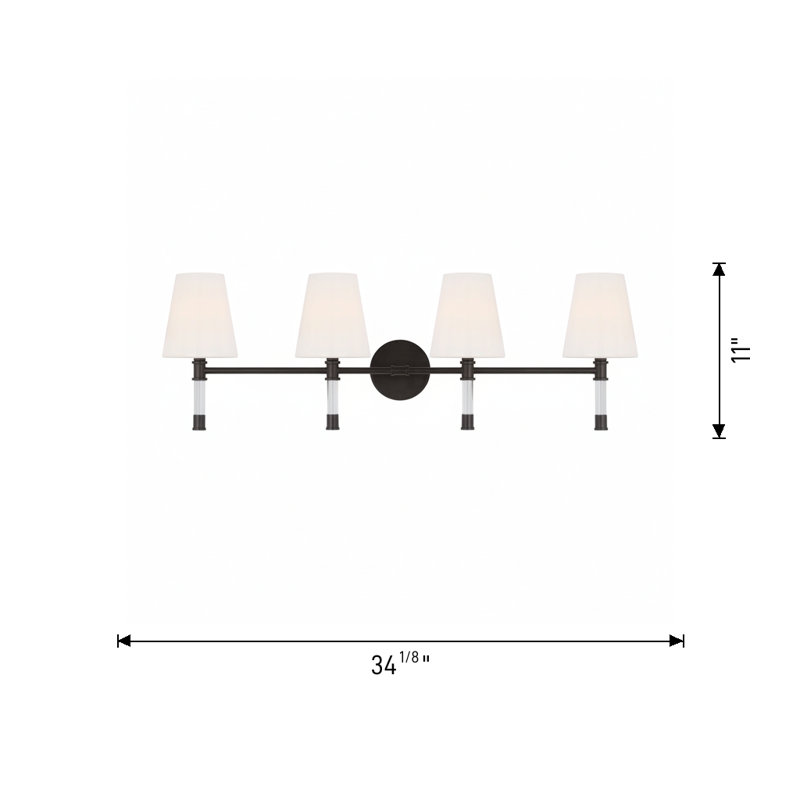 Éclairage pour meuble-lavabo à 4 lumières Michelly, Bronze brillant, 4, H 11 po x l 34,1 po x P 7,4 po