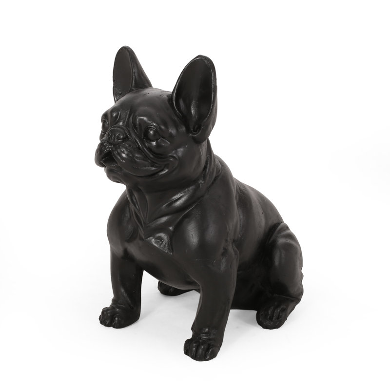 Statue de jardin bouledogue français Ohara, Noir mat