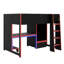 Lit mezzanine avec bureau intégré, garde-robe et lumières DEL, tiroir de rangement-2059202384