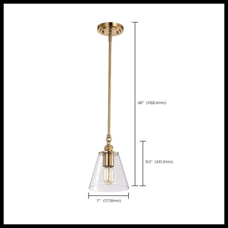 Luminaire suspendu conique à 1 lumière Gertie, Transparent