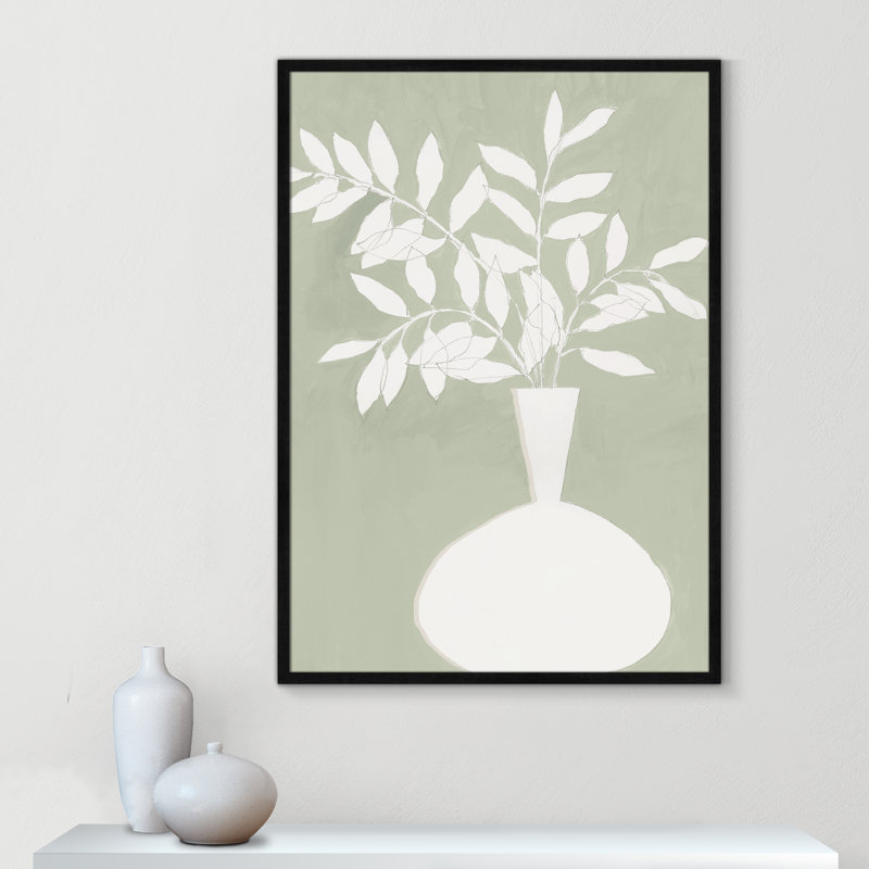 «Sage Vase II» par Aria K, L 29,5 po x H 41,5 po, Framed Print, Grain de bois noir