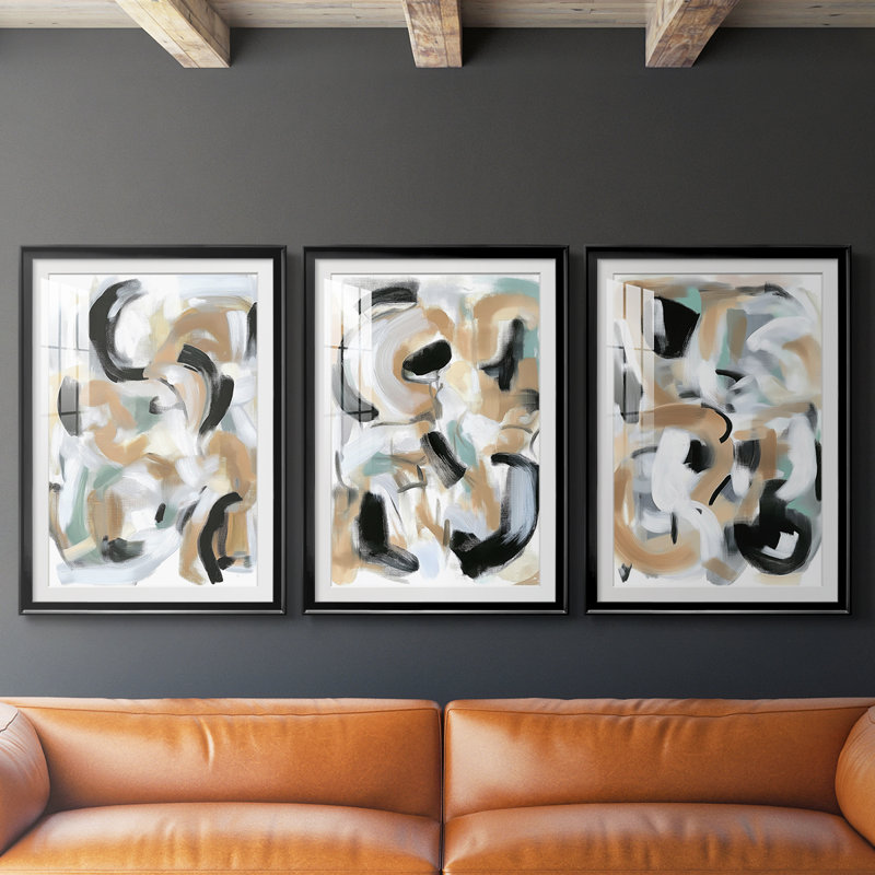 ABSTRACT Series DCCXCII - Impression personnalisée de qualité supérieure avec passe-partout - 3 pièces, Noir