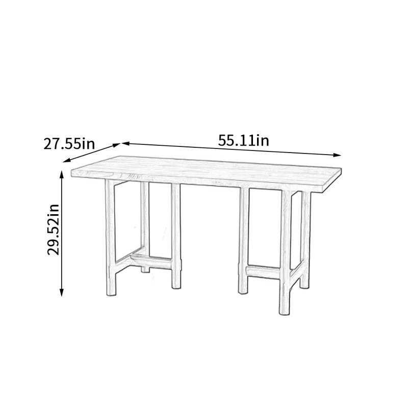 Bureau simple et durable en orme noir, H 29,52 po x l 55,11 po x P 27,55 po
